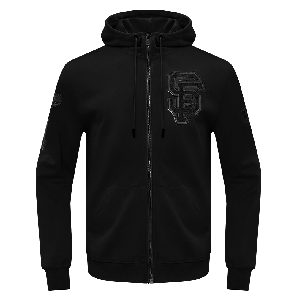 MLB SAN FRANCISCO GIANTS TRIPLE BLACK CHANDAIL À CAPUCHON À LOGO ET À GLISSIÈRE POUR HOMME (TRIPLE NOIR)