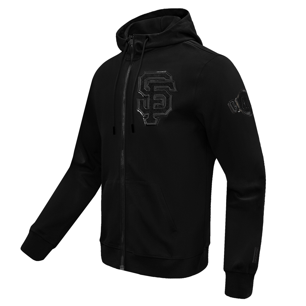 MLB SAN FRANCISCO GIANTS TRIPLE BLACK LOGO MEN'S FULL ZIP PULLOVER HOODIE (TRIPLE BLACK)