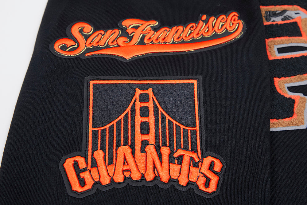 MLB SAN FRANCISCO GIANTS MASH UP MEN'S RIB FLC PO HOODIE (BLACK/ORANGE)