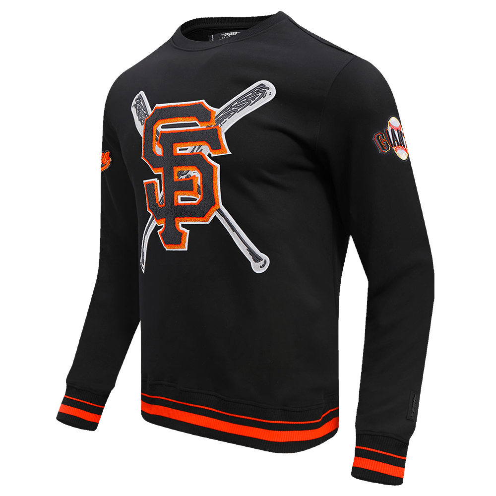 MLB SAN FRANCISCO GIANTS MASH UP CHANDAIL À COL ROND EN MOLLETON CÔTELÉ POUR HOMME (NOIR/ORANGE)