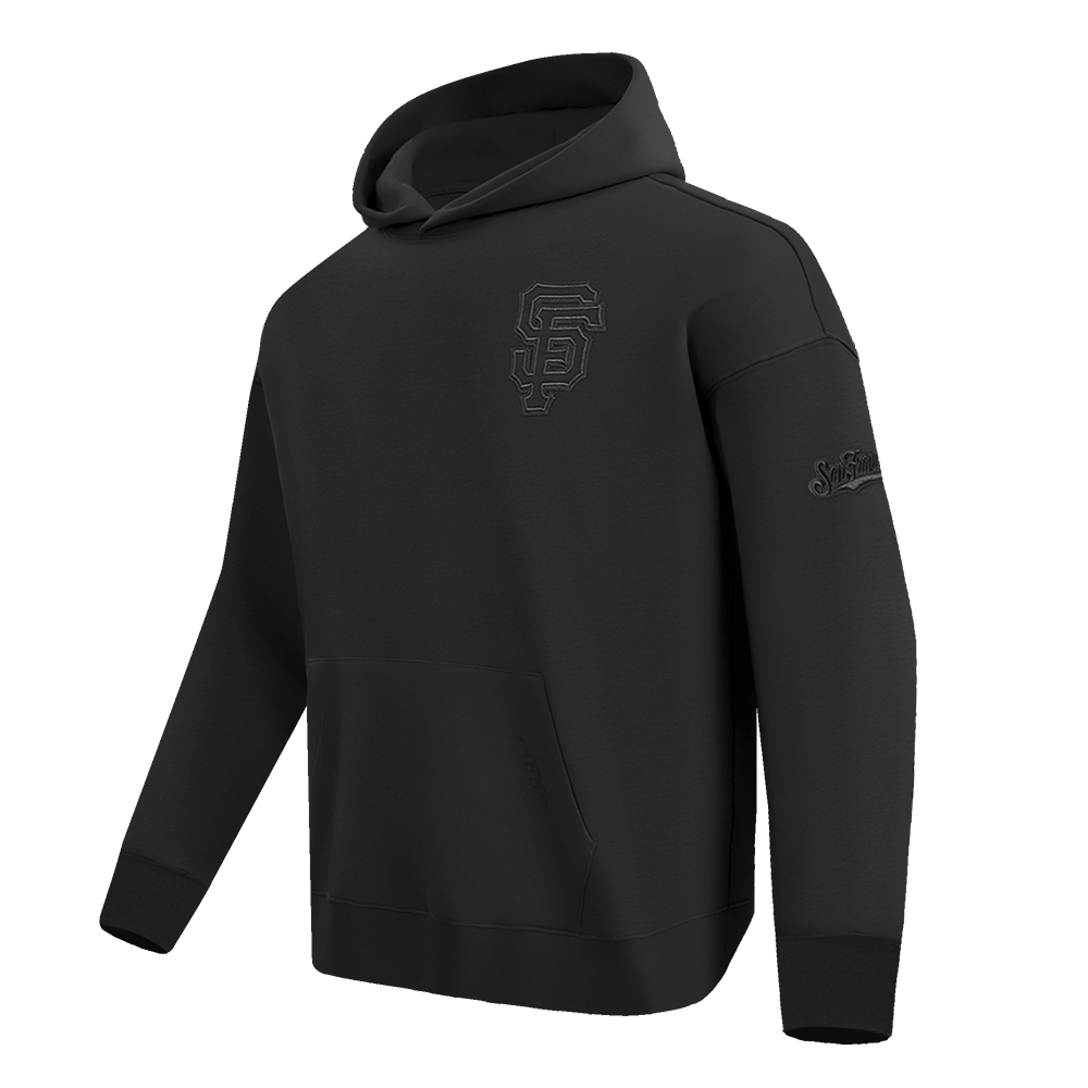 MLB SAN FRANCISCO GIANTS NEUTRAL DROP SHOULDER MEN'S PULLOVER HOODIE (BLACK)