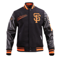 MLB SAN FRANCISCO GIANTS SCRIPT TAIL MEN'S VARSITY JACKET (BLACK/ORANGE)