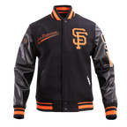 MLB SAN FRANCISCO GIANTS SCRIPT TAIL MEN'S VARSITY JACKET (BLACK/ORANGE)
