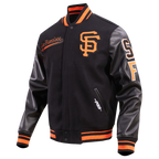 MLB SAN FRANCISCO GIANTS SCRIPT TAIL MEN'S VARSITY JACKET (BLACK/ORANGE)