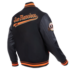 MLB SAN FRANCISCO GIANTS SCRIPT TAIL MEN'S VARSITY JACKET (BLACK/ORANGE)
