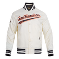 MLB SAN FRANCISCO GIANTS SCRIPT TAIL BLOUSON EN SATIN POUR HOMME (COQUILLE D'ŒUF/NOIR)