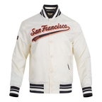 MLB SAN FRANCISCO GIANTS SCRIPT TAIL BLOUSON EN SATIN POUR HOMME (COQUILLE D'ŒUF/NOIR)