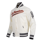 MLB SAN FRANCISCO GIANTS SCRIPT TAIL BLOUSON EN SATIN POUR HOMME (COQUILLE D'ŒUF/NOIR)