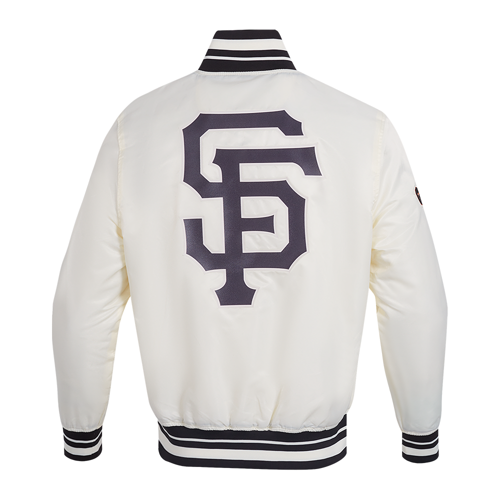 MLB SAN FRANCISCO GIANTS SCRIPT TAIL BLOUSON EN SATIN POUR HOMME (COQUILLE D'ŒUF/NOIR)