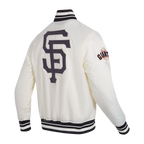 MLB SAN FRANCISCO GIANTS SCRIPT TAIL BLOUSON EN SATIN POUR HOMME (COQUILLE D'ŒUF/NOIR)