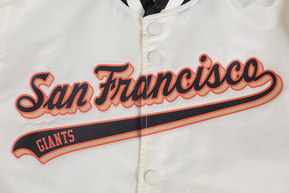 MLB SAN FRANCISCO GIANTS SCRIPT TAIL BLOUSON EN SATIN POUR HOMME (COQUILLE D'ŒUF/NOIR)