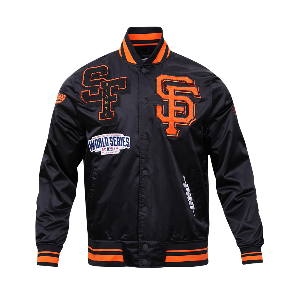 MLB SAN FRANCISCO GIANTS MASH UP MEN'S RIB SATIN JACKET (BLACK/ORANGE)