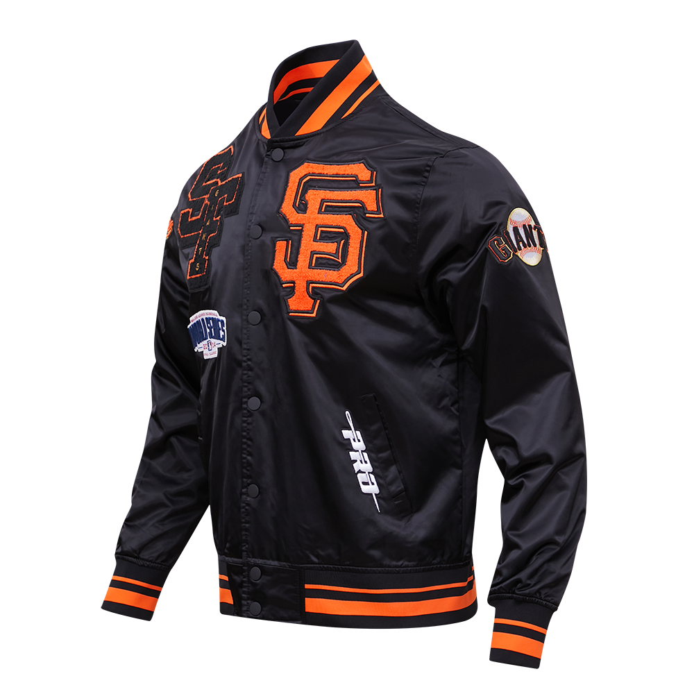 MLB SAN FRANCISCO GIANTS MASH UP MEN'S RIB SATIN JACKET (BLACK/ORANGE)