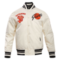 MLB SAN FRANCISCO GIANTS RETRO CLASSIC MEN'S RIB SATIN JACKET (EGGSHELL/BLACK)