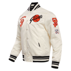 MLB SAN FRANCISCO GIANTS RETRO CLASSIC MEN'S RIB SATIN JACKET (EGGSHELL/BLACK)