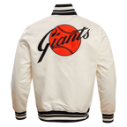 MLB SAN FRANCISCO GIANTS RETRO CLASSIC MEN'S RIB SATIN JACKET (EGGSHELL/BLACK)