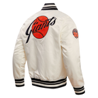 MLB SAN FRANCISCO GIANTS RETRO CLASSIC MEN'S RIB SATIN JACKET (EGGSHELL/BLACK)