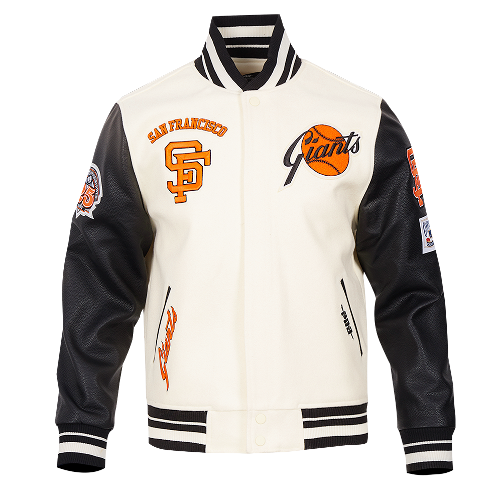 MLB SAN FRANCISCO GIANTS RETRO CLASSIC MEN'S RIB WOOL VARSITY JACKET (EGGSHELL/ BLACK)