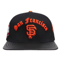 MLB SAN FRANCISCO GIANTS OLD ENGLISH CASQUETTE STRAPBACK EN CUIR À SIX PANNEAUX POUR UNISEXE (NOIR)