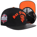 MLB SAN FRANCISCO GIANTS OLD ENGLISH CASQUETTE STRAPBACK EN CUIR À SIX PANNEAUX POUR UNISEXE (NOIR)