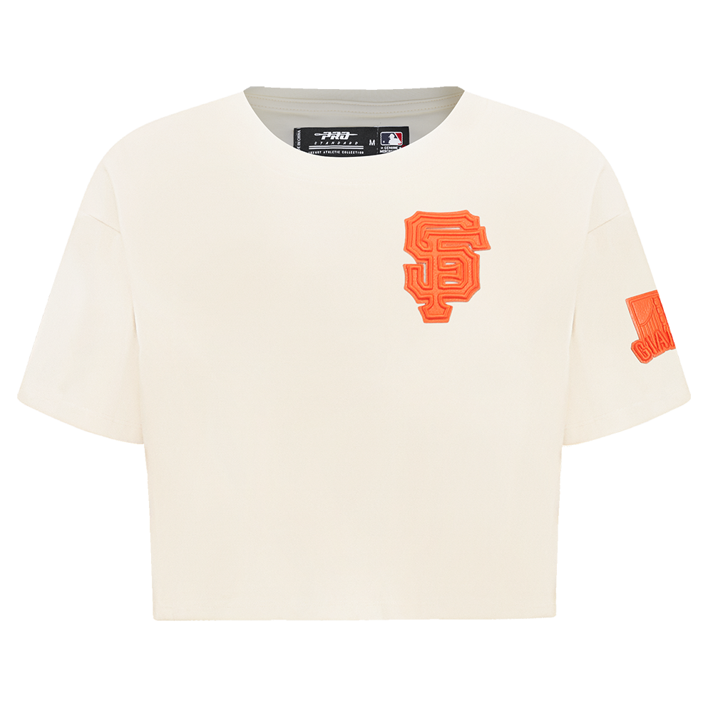 MLB SAN FRANCISCO GIANTS TRIPLE TONAL T-SHIRT EN JERSEY SIMPLE À COUPE CARRÉE POUR FEMME (COQUILLE D'ŒUF)
