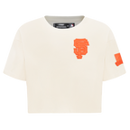 MLB SAN FRANCISCO GIANTS TRIPLE TONAL T-SHIRT EN JERSEY SIMPLE À COUPE CARRÉE POUR FEMME (COQUILLE D'ŒUF)