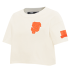 MLB SAN FRANCISCO GIANTS TRIPLE TONAL T-SHIRT EN JERSEY SIMPLE À COUPE CARRÉE POUR FEMME (COQUILLE D'ŒUF)