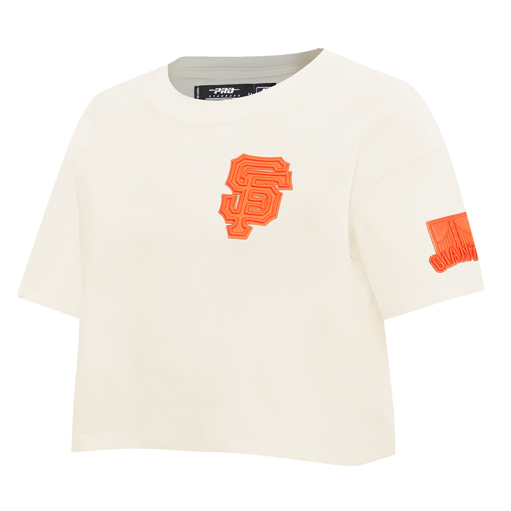 MLB SAN FRANCISCO GIANTS TRIPLE TONAL T-SHIRT EN JERSEY SIMPLE À COUPE CARRÉE POUR FEMME (COQUILLE D'ŒUF)