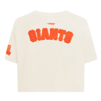 MLB SAN FRANCISCO GIANTS TRIPLE TONAL T-SHIRT EN JERSEY SIMPLE À COUPE CARRÉE POUR FEMME (COQUILLE D'ŒUF)