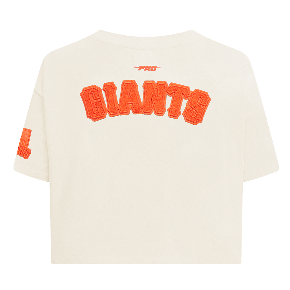 MLB SAN FRANCISCO GIANTS TRIPLE TONAL T-SHIRT EN JERSEY SIMPLE À COUPE CARRÉE POUR FEMME (COQUILLE D'ŒUF)