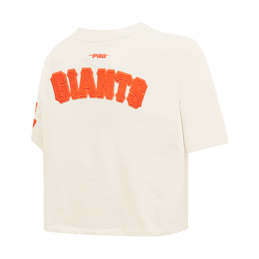 MLB SAN FRANCISCO GIANTS TRIPLE TONAL T-SHIRT EN JERSEY SIMPLE À COUPE CARRÉE POUR FEMME (COQUILLE D'ŒUF)