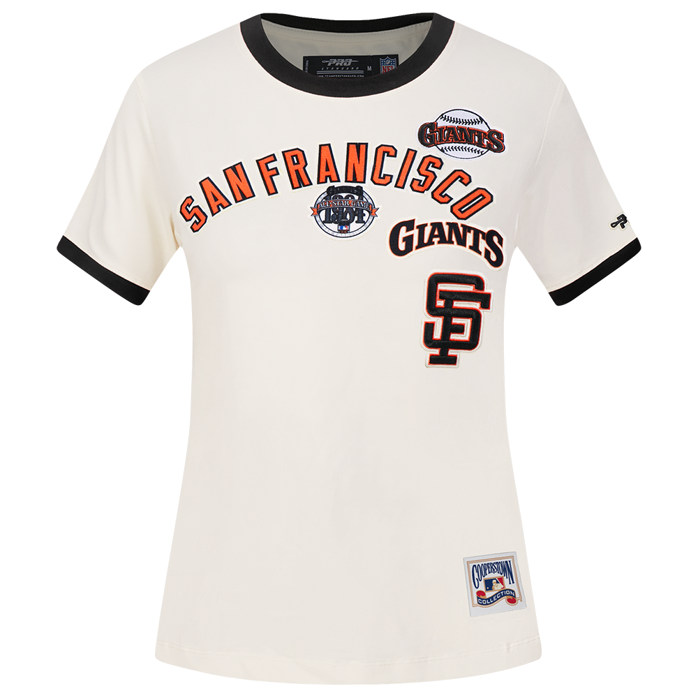 MLB SAN FRANCISCO GIANTS RETRO CASCADE WOMEN'S RINGER TEE (EGGSHELL/ BLACK)