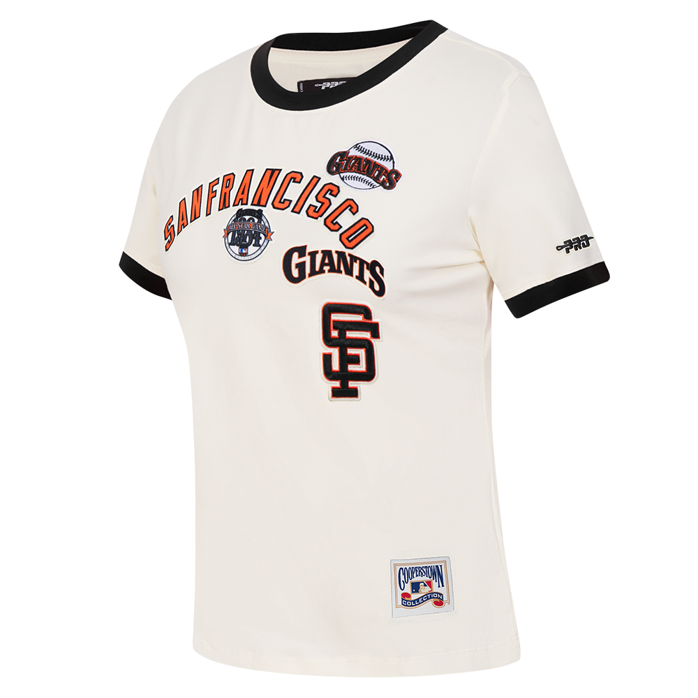 MLB SAN FRANCISCO GIANTS RETRO CASCADE WOMEN'S RINGER TEE (EGGSHELL/ BLACK)