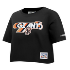 MLB SAN FRANCISCO GIANTS RETRO ELEVATION T-SHIRT EN JERSEY SIMPLE À COUPE CARRÉE POUR FEMME (NOIR)