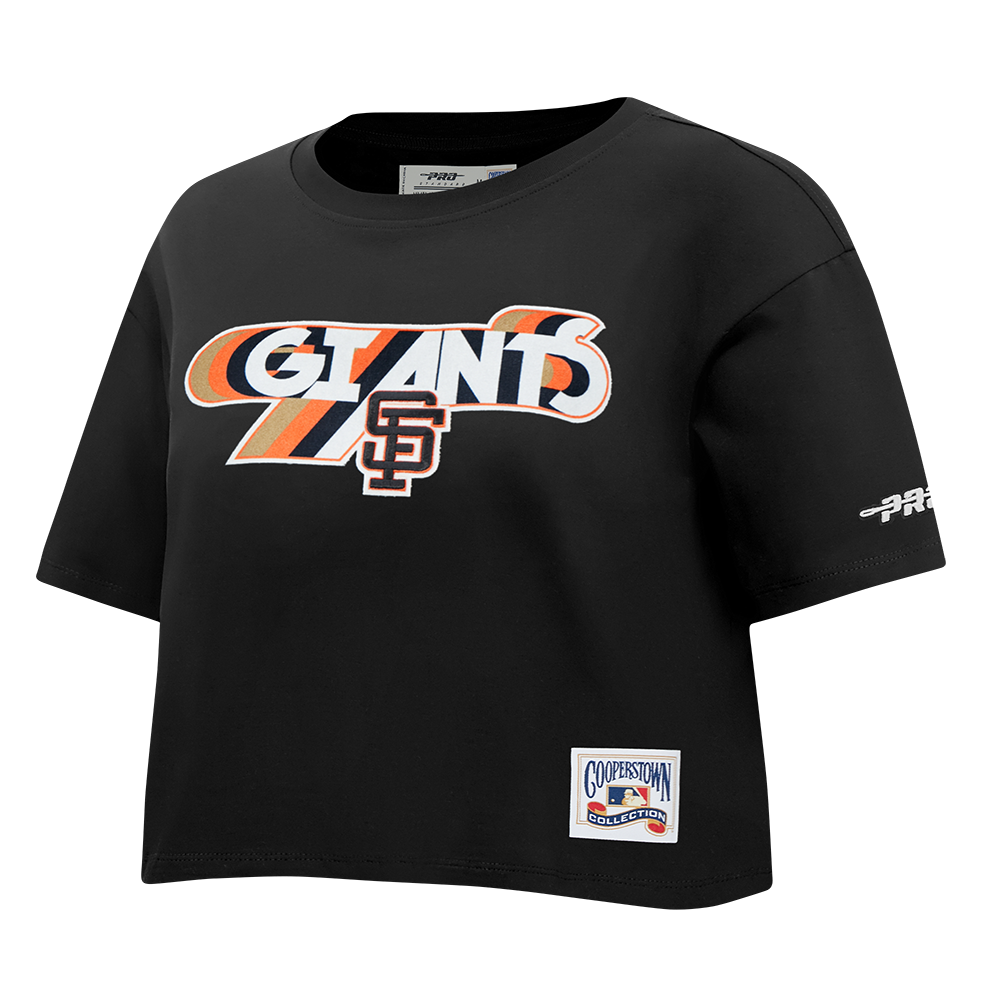 MLB SAN FRANCISCO GIANTS RETRO ELEVATION T-SHIRT EN JERSEY SIMPLE À COUPE CARRÉE POUR FEMME (NOIR)