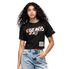 MLB SAN FRANCISCO GIANTS RETRO ELEVATION T-SHIRT EN JERSEY SIMPLE À COUPE CARRÉE POUR FEMME (NOIR)