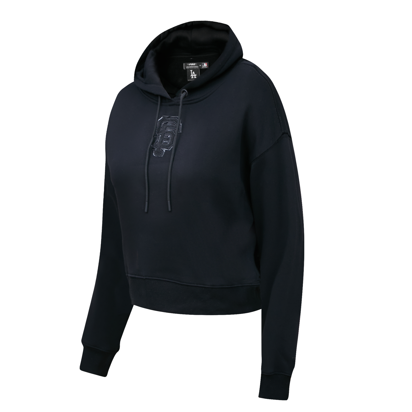 MLB SAN FRANCISCO GIANTS TRIPLE BLACK WOMEN'S CROPPED PULLOVER HOODIE (TRIPLE BLACK)
