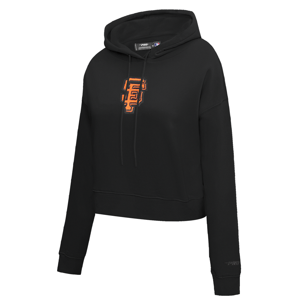 MLB SAN FRANCISCO GIANTS CLASSIC WOMEN'S CROPPED PULLOVER HOODIE (BLACK)
