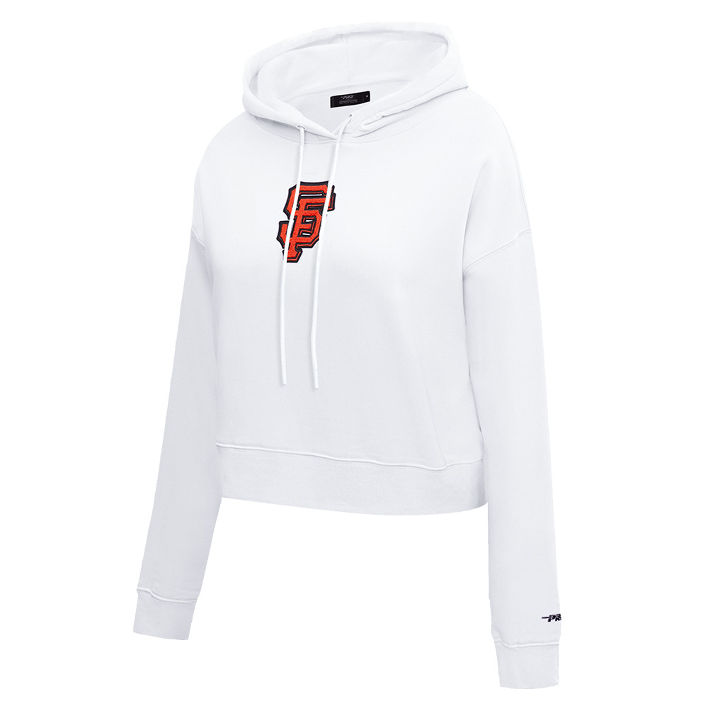 MLB SAN FRANCISCO GIANTS CLASSIC WOMEN'S CROPPED PULLOVER HOODIE (WHITE)