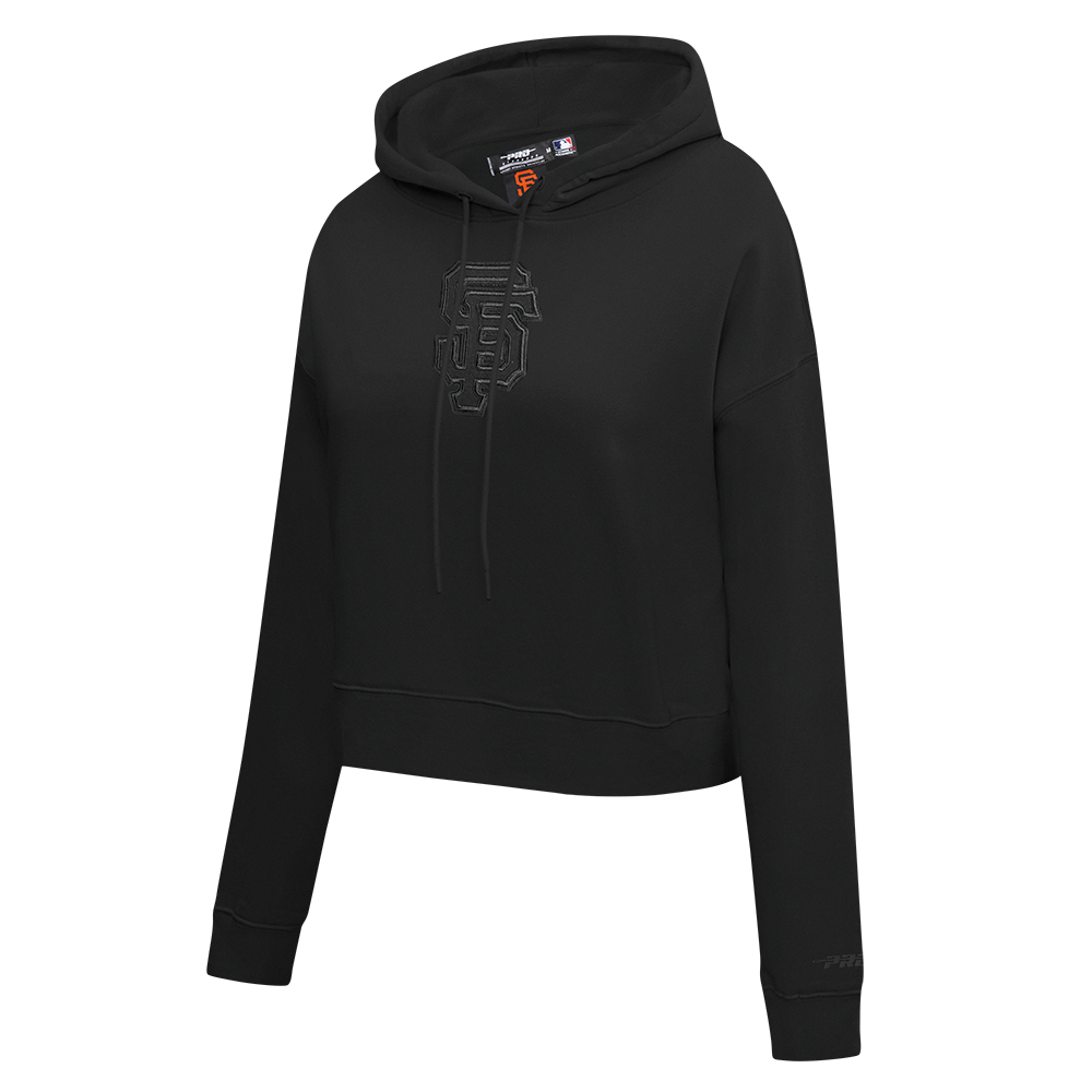 MLB SAN FRANCISCO GIANTS NEUTRAL WOMEN'S CROPPED PULLOVER HOODIE (BLACK)
