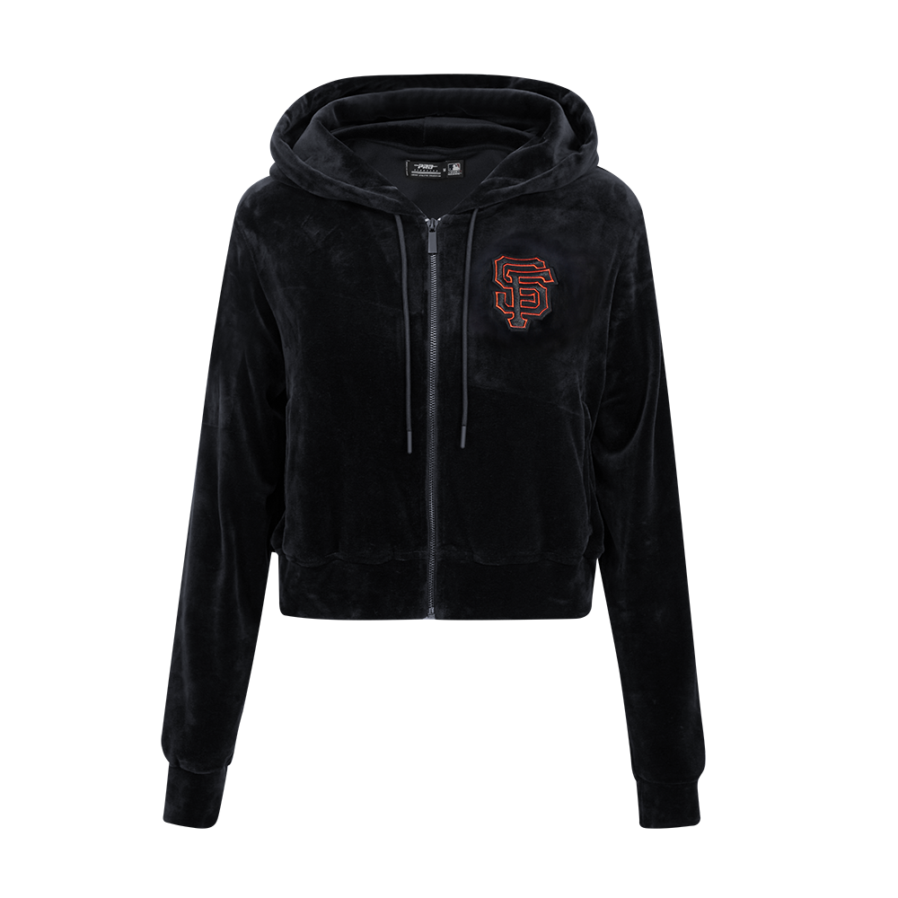 MLB SAN FRANCISCO GIANTS CLASSIC CHANDAIL À CAPUCHON EN VELOURS À GLISSIÈRE POUR FEMME (NOIR)