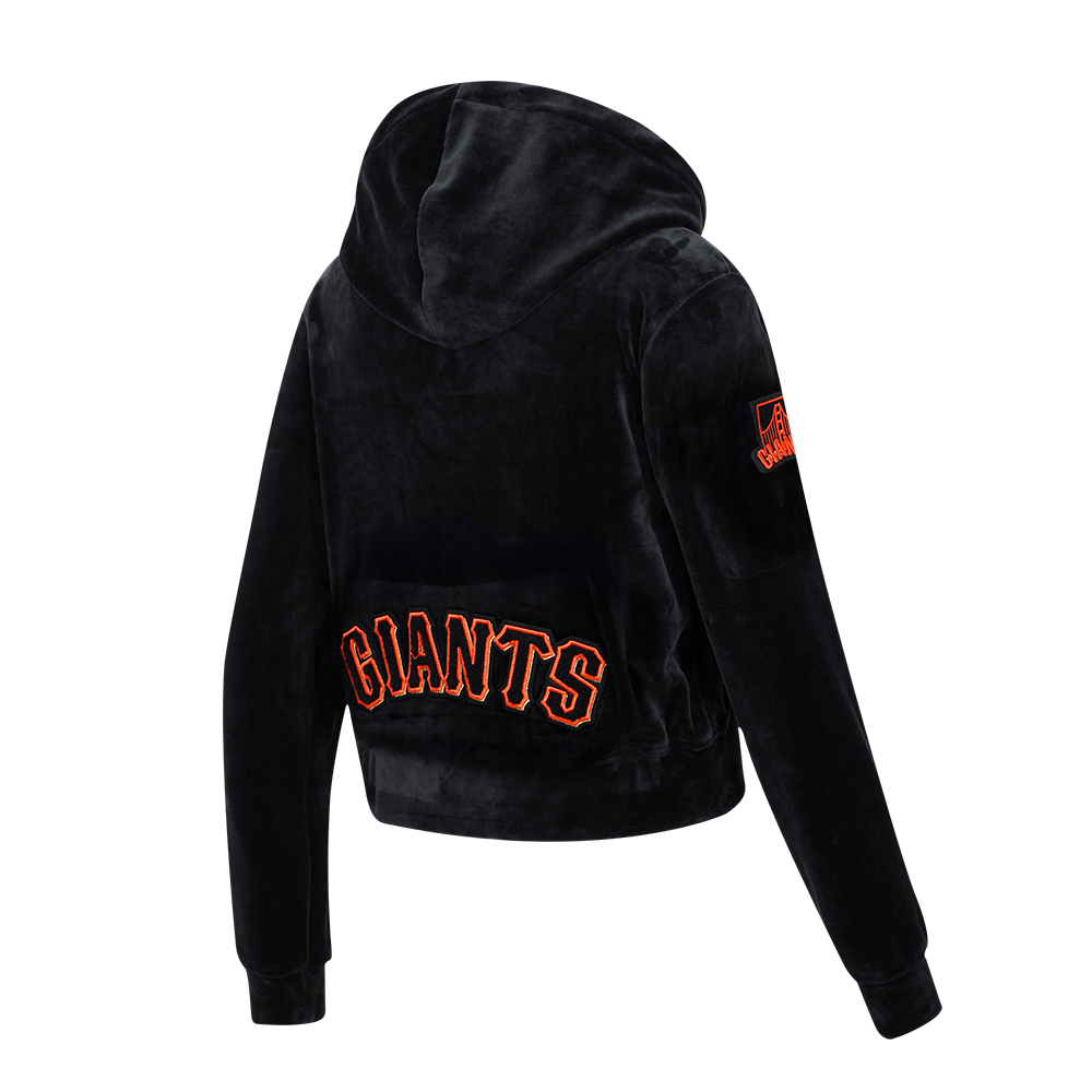 MLB SAN FRANCISCO GIANTS CLASSIC WOMEN'S VELOUR FULL ZIP PULLOVER HOODIE (BLACK)