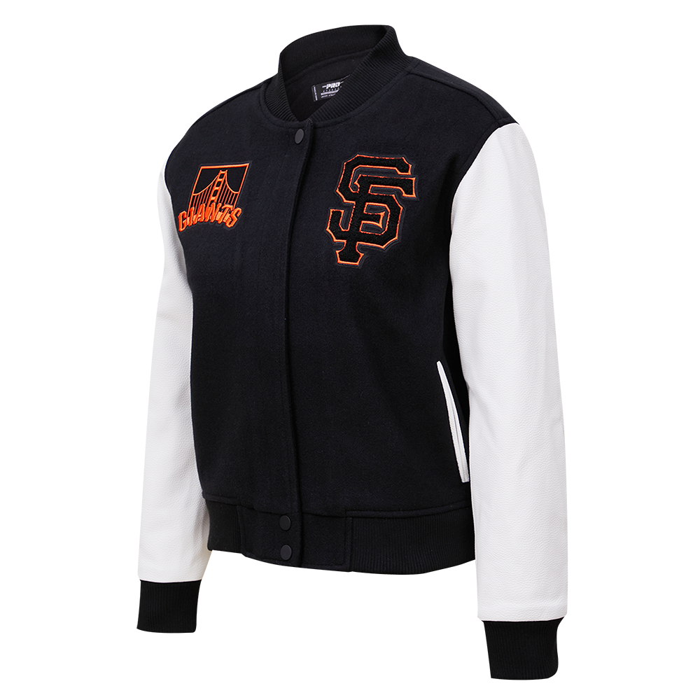 MLB SAN FRANCISCO GIANTS CLASSIC WOOL WOMEN'S VARSITY JACKET (BLACK/WHITE)