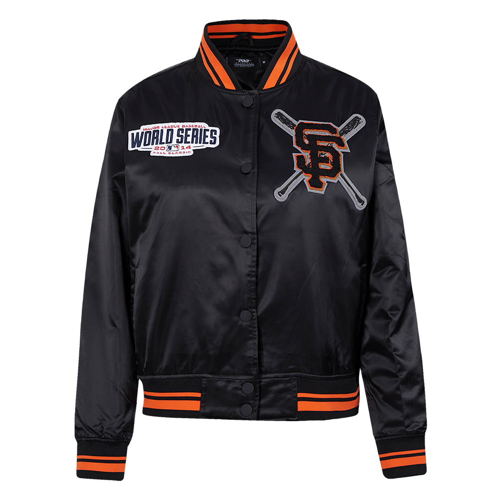 MLB SAN FRANCISCO GIANTS MASH UP WOMEN'S RIB SATIN JACKET (BLACK/ORANGE)