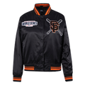 MLB SAN FRANCISCO GIANTS MASH UP WOMEN'S RIB SATIN JACKET (BLACK/ORANGE)
