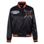 MLB SAN FRANCISCO GIANTS MASH UP WOMEN'S RIB SATIN JACKET (BLACK/ORANGE)