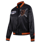 MLB SAN FRANCISCO GIANTS MASH UP WOMEN'S RIB SATIN JACKET (BLACK/ORANGE)