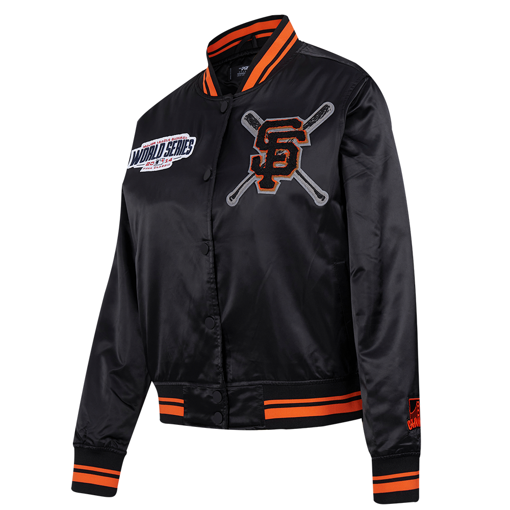 MLB SAN FRANCISCO GIANTS MASH UP WOMEN'S RIB SATIN JACKET (BLACK/ORANGE)