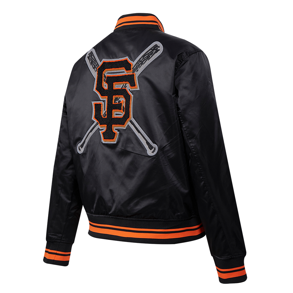 MLB SAN FRANCISCO GIANTS MASH UP WOMEN'S RIB SATIN JACKET (BLACK/ORANGE)