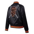 MLB SAN FRANCISCO GIANTS MASH UP WOMEN'S RIB SATIN JACKET (BLACK/ORANGE)